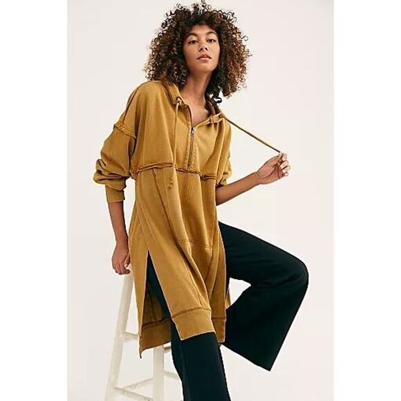 Free People Tops - Free People We The Free Sunny Side Pullover Hoodie Long Sweatshirt Oversized